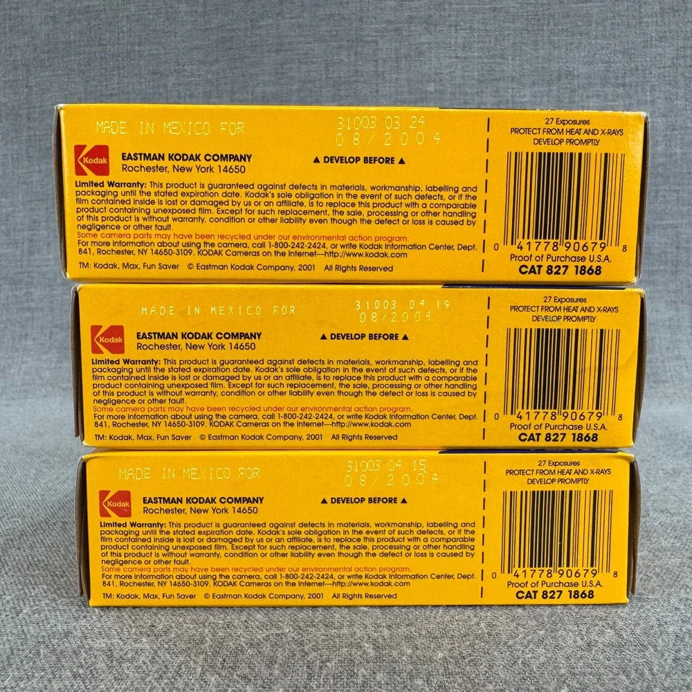 Kodak Fun Saver 35 Disposable Camera 3 Pack 27 Exposure Flash Exp 2004 Sealed